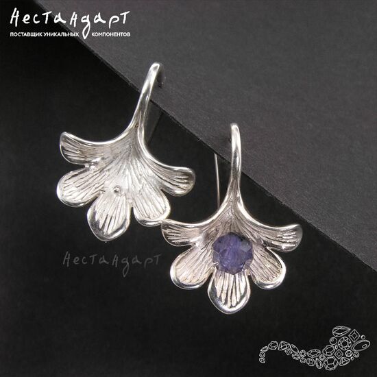 Швензы Ginkgo Biloba Sterling Silver Rhodium Plated 21 мм (пара), изображение 3