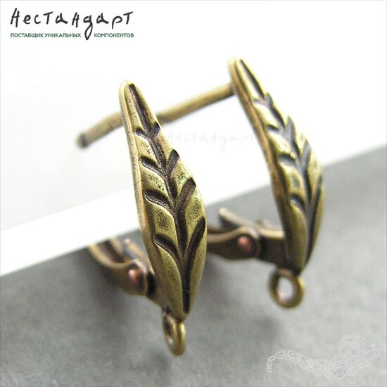 Швензы Sharp Leaf Patina Bronze 18х4 мм (пара), изображение 2