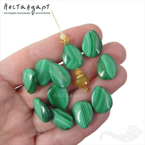 Малахит натуральный Drop 15х12 мм, изображение 2