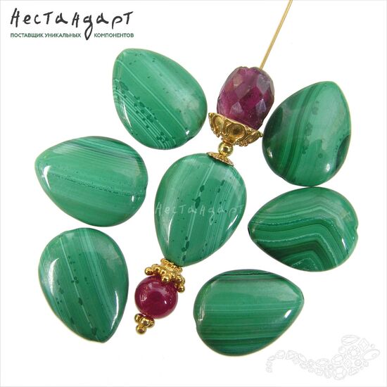 Малахит натуральный Drop 15х12 мм, изображение 3