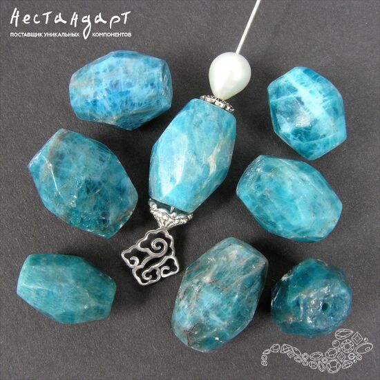 Апатит натуральный Faceted Barrel с огранкой 13-18 мм, изображение 3