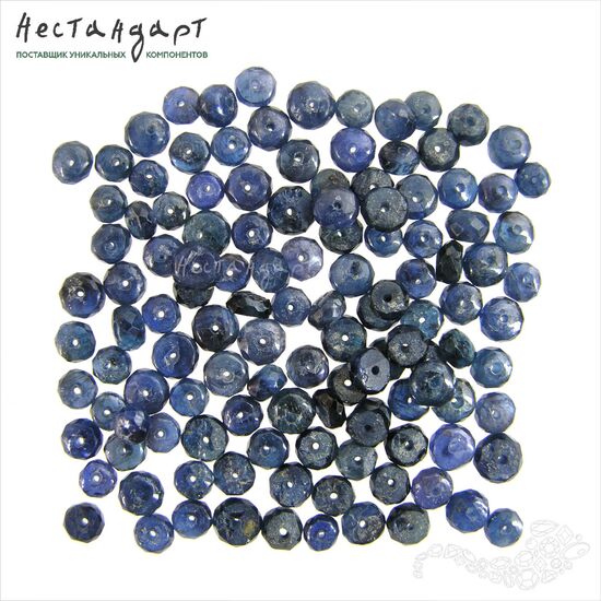 Сапфир натуральный рондель с огранкой 3-5 мм (уп. 10 шт.)