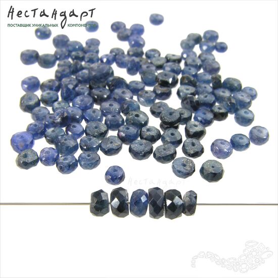 Сапфир натуральный рондель с огранкой 3-5 мм (уп. 10 шт.), изображение 2
