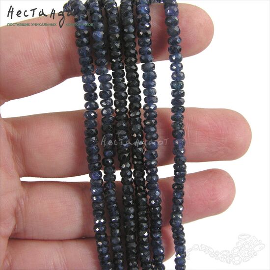 Сапфир натуральный рондель с огранкой 3-5 мм (уп. 10 шт.), изображение 3