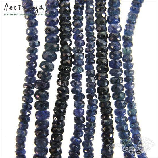 Сапфир натуральный рондель с огранкой 3-5 мм (уп. 10 шт.), изображение 4