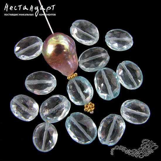 Топаз натуральный голубой овал с ювелирной огранкой Sky Blue 9-11 мм