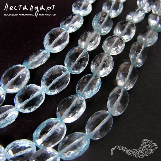 Топаз натуральный голубой овал с ювелирной огранкой Sky Blue 9-11 мм, изображение 2