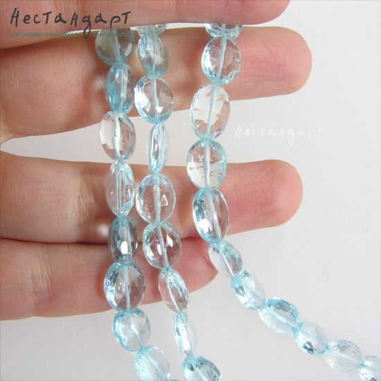 Топаз натуральный голубой овал с ювелирной огранкой Sky Blue 9-11 мм, изображение 3