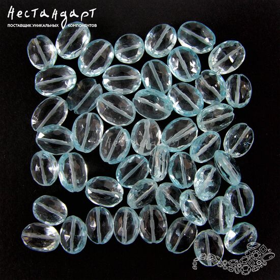 Топаз натуральный голубой овал с ювелирной огранкой Sky Blue 9-11 мм, изображение 4