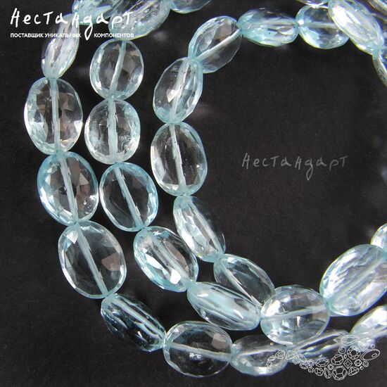 Топаз натуральный голубой овал с ювелирной огранкой Sky Blue 9-11 мм, изображение 5