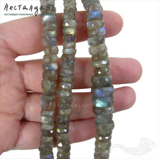 Лабрадор натуральный рондель с огранкой 6-12 мм (уп. 5 шт.), изображение 2
