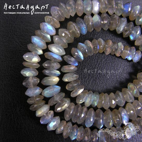 Лабрадор натуральный рондель с огранкой 7-9 мм (уп. 5 шт.)