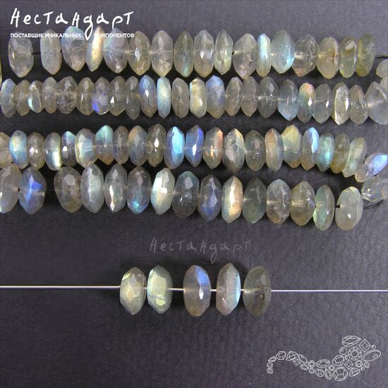 Лабрадор натуральный рондель с огранкой 7-9 мм (уп. 5 шт.), изображение 3