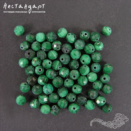 Малахит натуральный с огранкой 4 мм (уп. 10 шт.), изображение 3