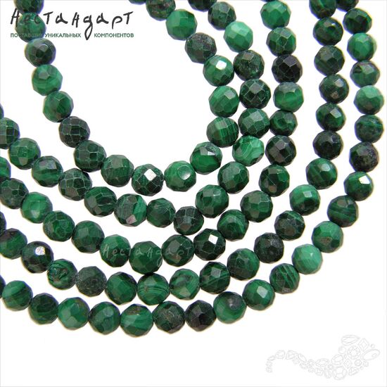 Малахит натуральный с огранкой 4 мм (уп. 10 шт.), изображение 4