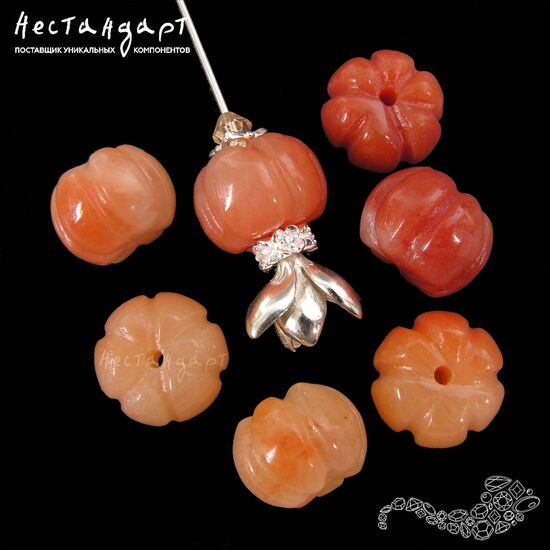 Сердолик натуральный резной Pumpkin 13 мм, изображение 3