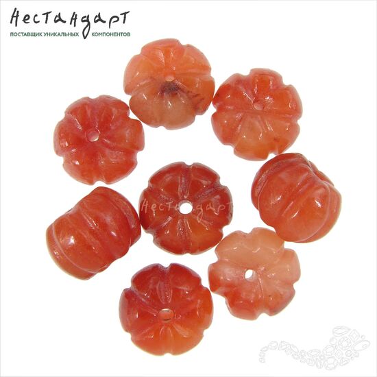 Сердолик натуральный резной Pumpkin 13 мм, изображение 4