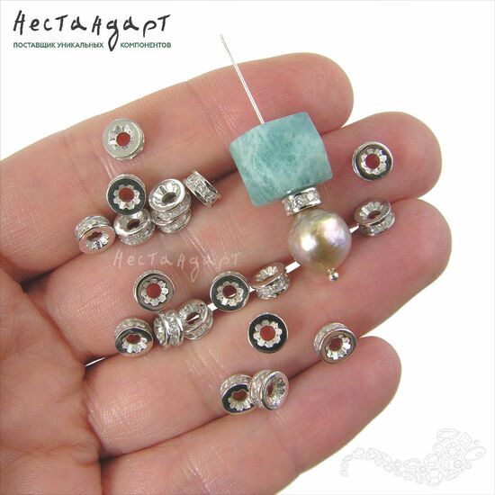 Бусина Fianit Chic Sterling Silver Rhodium Plated 6х3 мм, изображение 2