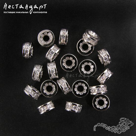 Бусина Fianit Chic Sterling Silver Rhodium Plated 6х3 мм, изображение 4