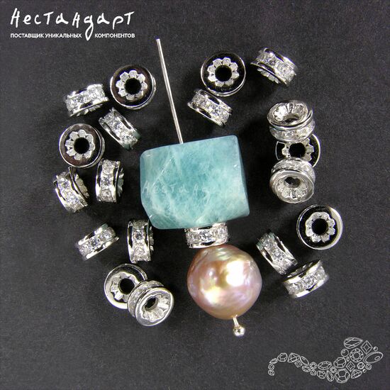 Бусина Fianit Chic Sterling Silver Rhodium Plated 6х3 мм