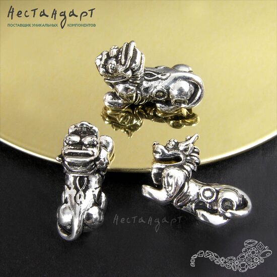 Бусина Chinese Lion Fu Sterling Silver 18 мм