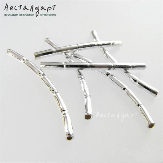 Бусина-трубочка Bamboo Sterling Silver 2х30 мм, изображение 5