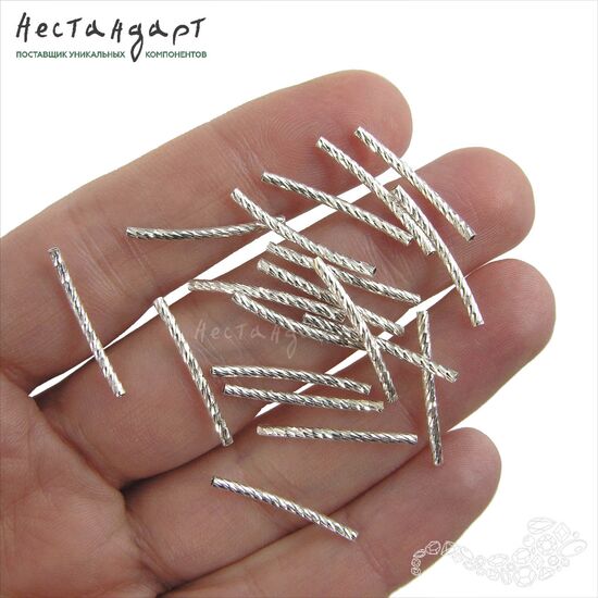 Бусина-трубочка Diamond Sterling Silver 1,5х20 мм, изображение 2