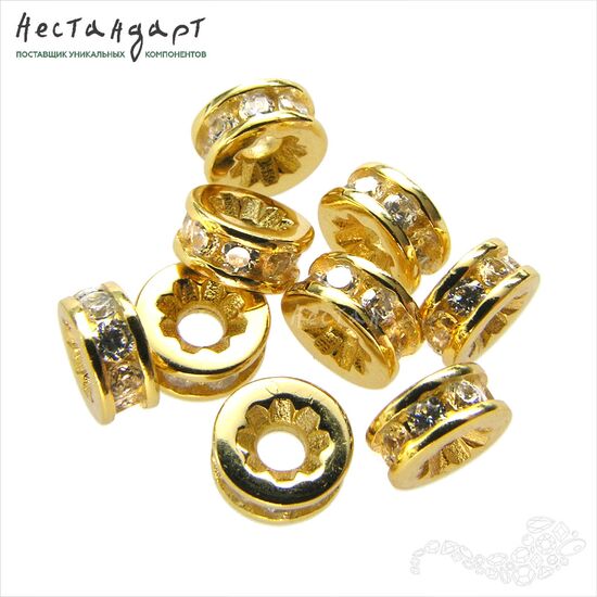 Бусина Fianit Chic Vermeil Sterling Silver 6х3 мм