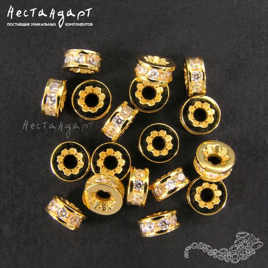 Бусина Fianit Chic Vermeil Sterling Silver 6х3 мм, изображение 2