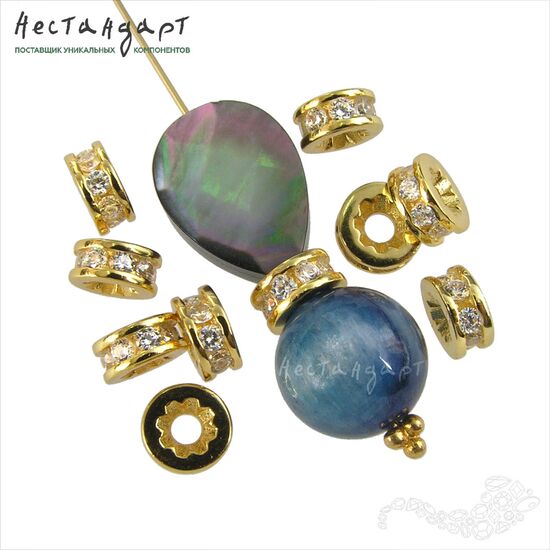 Бусина Fianit Chic Vermeil Sterling Silver 6х3 мм, изображение 3