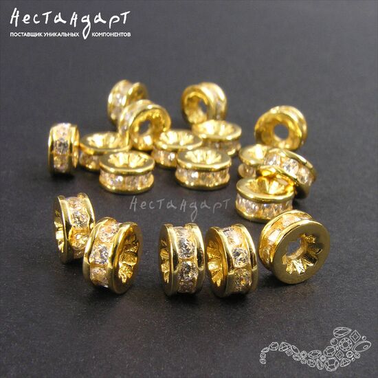 Бусина Fianit Chic Vermeil Sterling Silver 6х3 мм, изображение 4