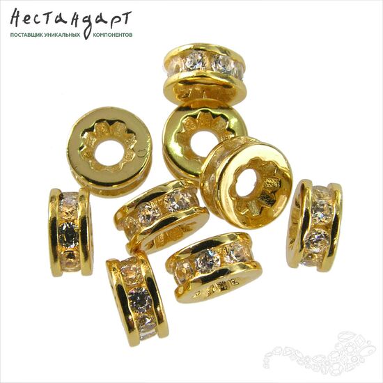 Бусина Fianit Chic Vermeil Sterling Silver 6х3 мм, изображение 5