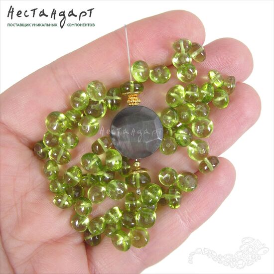 Хризолит натуральный гладкий рондель 6-7 мм, Количество: 5 шт., изображение 4