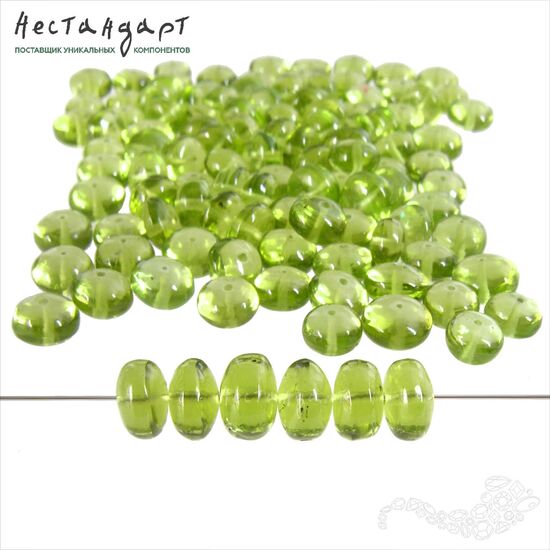 Хризолит натуральный гладкий рондель 6-7 мм, Количество: 5 шт., изображение 3