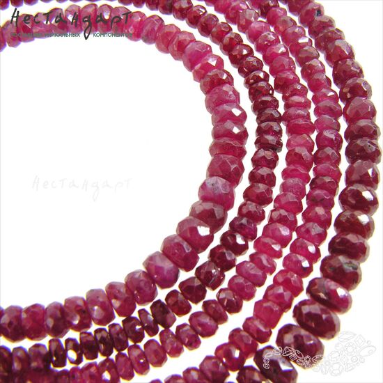 Корунд-рубин натуральный рондель 3-4 мм (уп. 10 шт.), изображение 2