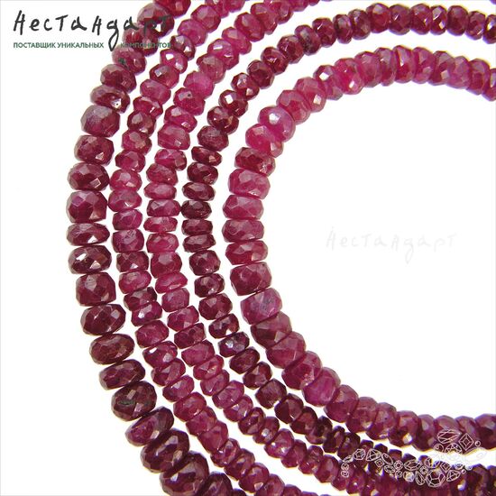 Корунд-рубин натуральный рондель 3-4 мм (уп. 10 шт.), изображение 5