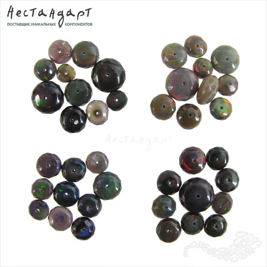 Опал натуральный облагороженный черный рондель с огранкой 5-8 мм (уп.10 шт.), изображение 5