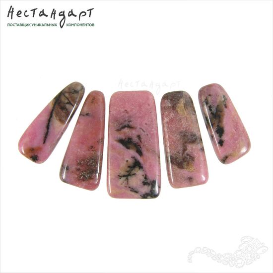 Родонит натуральный полированный Rectangle 14-21 (уп. 5 шт.)