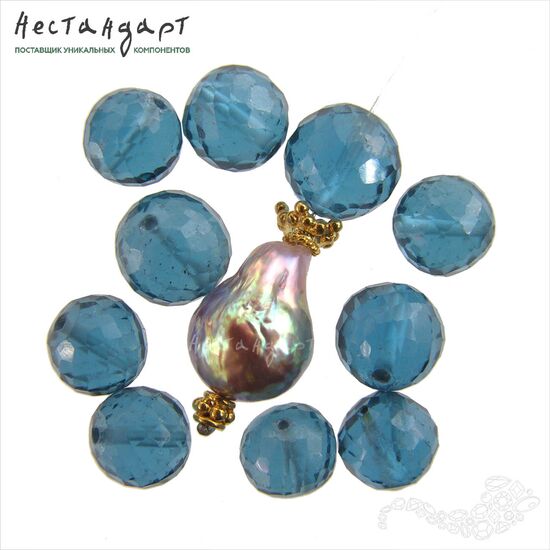 Шпинель лабораторная с огранкой London Blue Topaz 7,5-8 мм