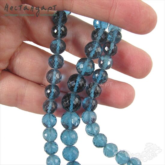 Шпинель лабораторная с огранкой London Blue Topaz 7,5-8 мм, изображение 2