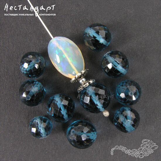 Шпинель лабораторная с огранкой London Blue Topaz 7,5-8 мм, изображение 4