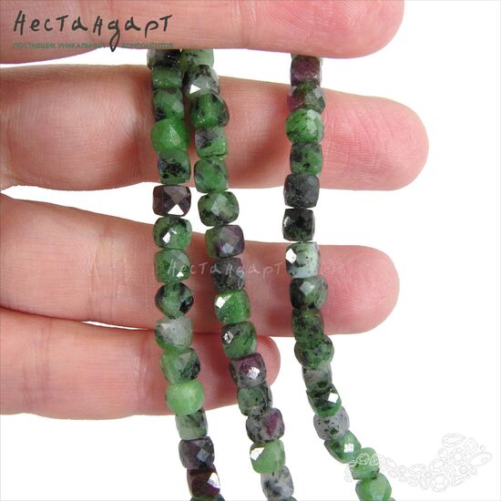 Цоизит натуральный Cube 5 мм (уп.6 шт.), изображение 2