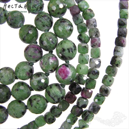 Цоизит натуральный Cube 5 мм (уп.6 шт.), изображение 3