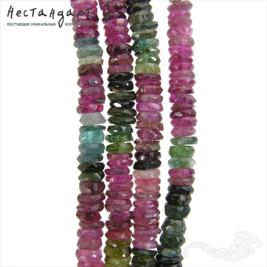 Турмалин натуральный рондель Multicolor 5 мм (нить 5 см), изображение 2