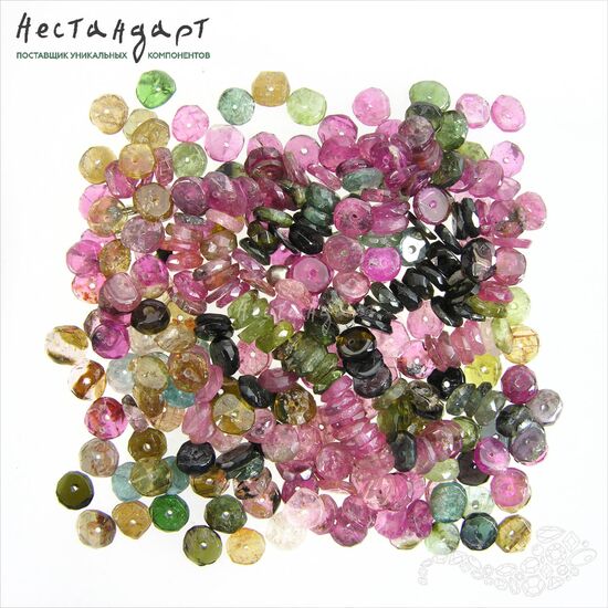 Турмалин натуральный рондель Multicolor 5 мм (нить 5 см), изображение 3