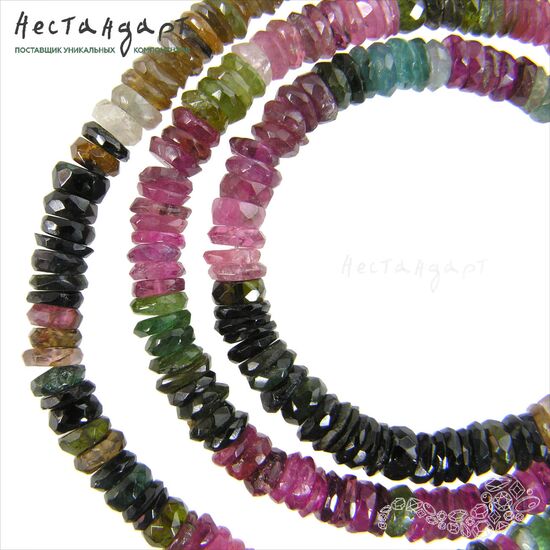 Турмалин натуральный рондель Multicolor 5 мм (нить 5 см), изображение 4