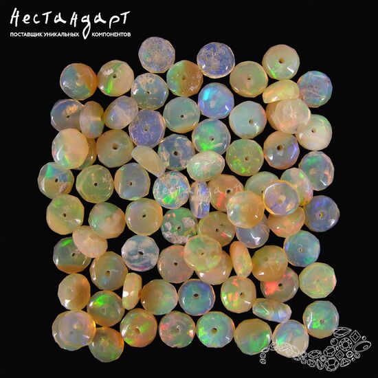 Опал натуральный благородный эфиопский рондель с огранкой 5-8 мм (уп. 7 шт.), изображение 4