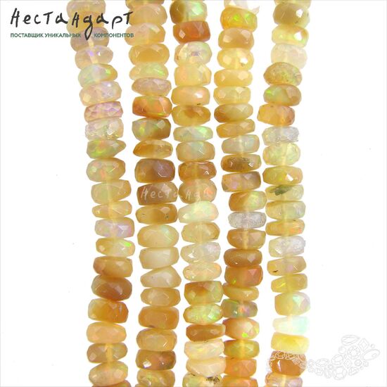 Опал натуральный благородный эфиопский рондель с огранкой 5-8 мм (уп. 7 шт.), изображение 5