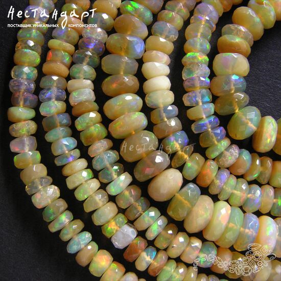 Опал натуральный благородный эфиопский рондель с огранкой 5-8 мм (уп. 7 шт.), изображение 6