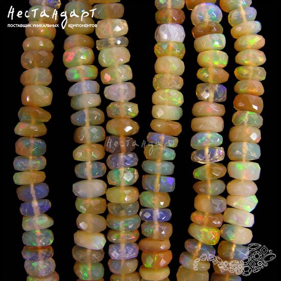 Опал натуральный благородный эфиопский рондель с огранкой 5-8 мм (уп. 7 шт.), изображение 7